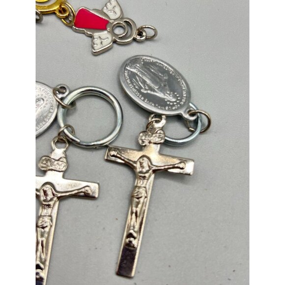 Assorted Vintage Religious Medals Crosses & Charms Lot 10 Pcs Christianity - Picture 6 of 8